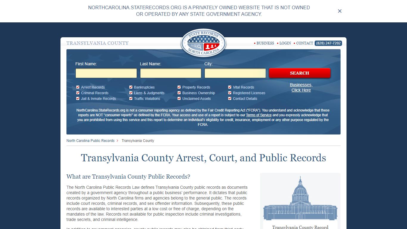 Transylvania County Arrest, Court, and Public Records