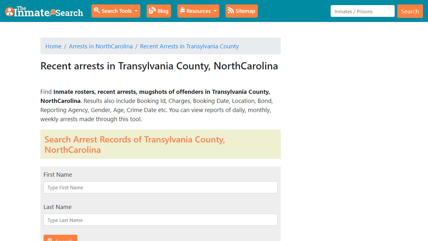 Recent arrests in Transylvania County, NorthCarolina